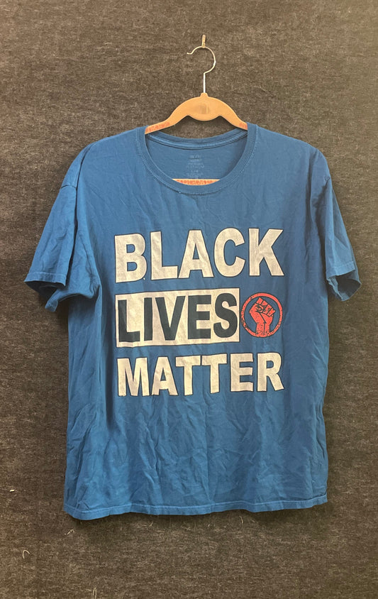 Platinum Men's Blue Black Lives Matter BLM I Can't Breathe Graphic T-Shirt Sz L
