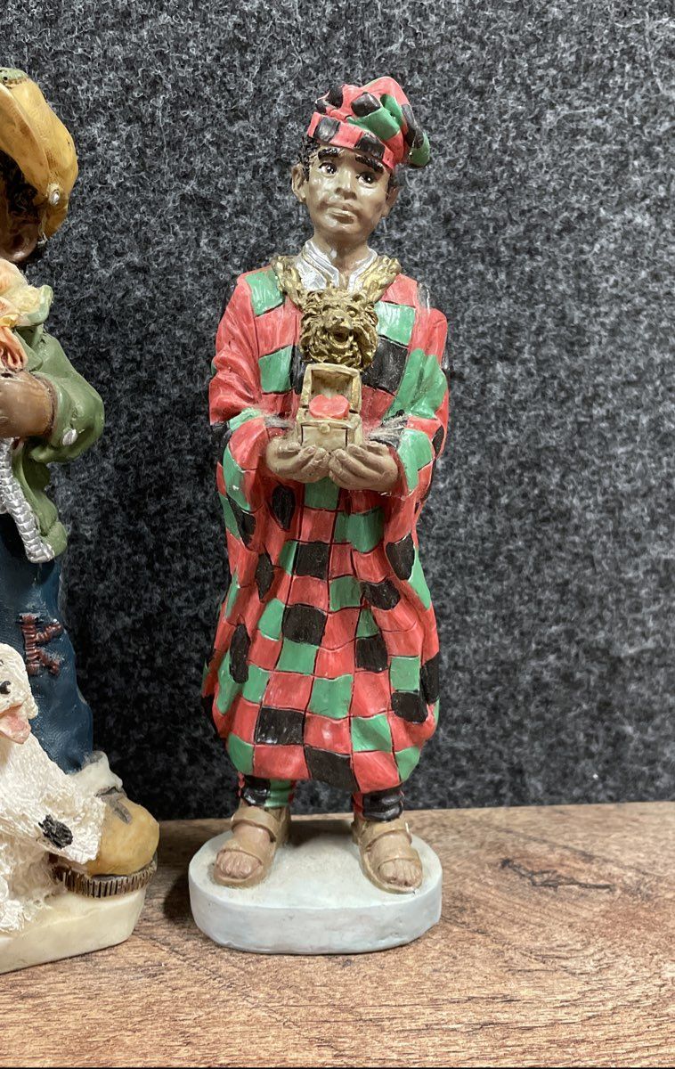 Lot of 4 Vintage African American Resin Figurines Hand-Painted Black Americana