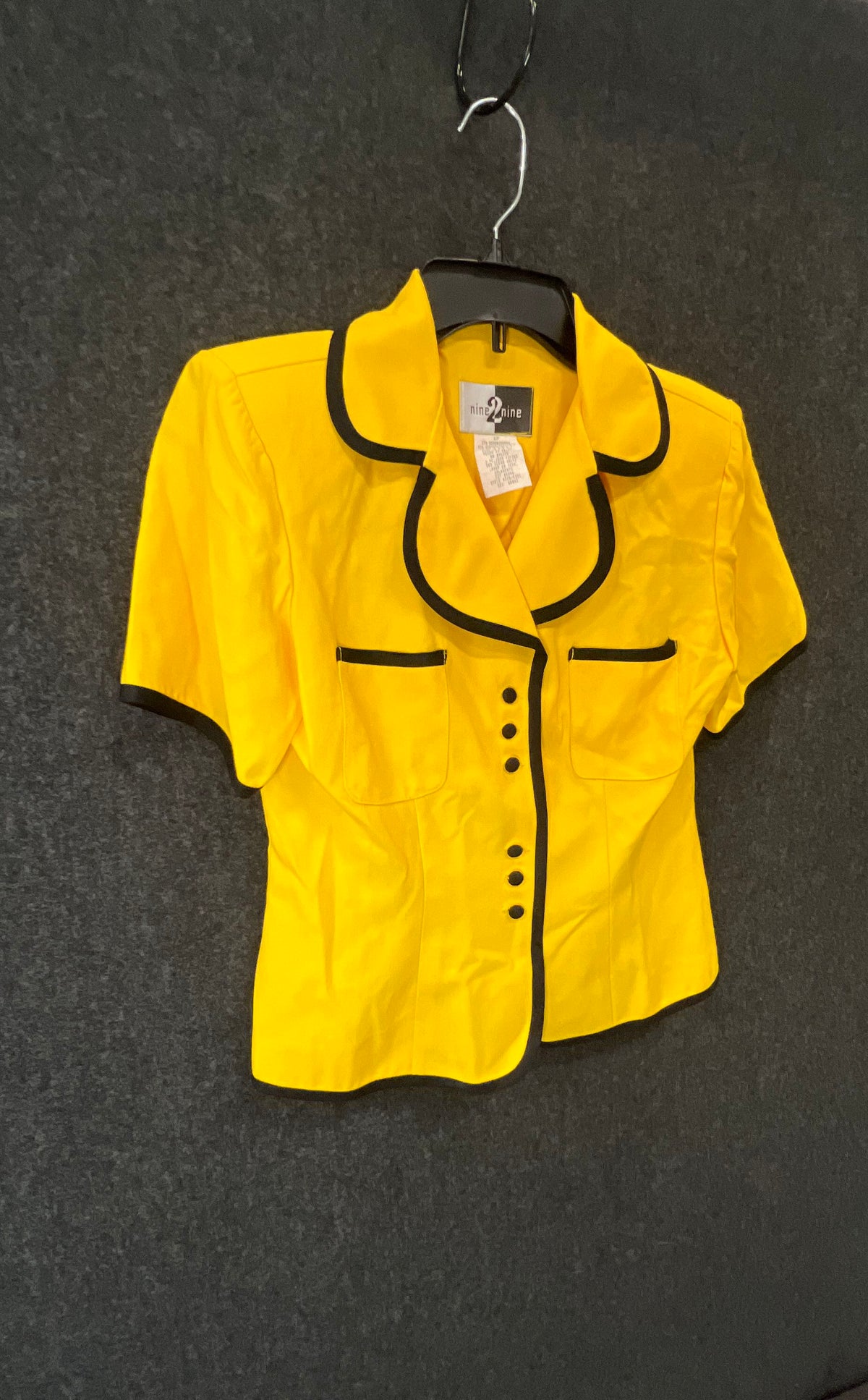 Vintage 90s Nine 2 Nine Women's Yellow Short Sleeve Button Up Shirt Jacket 4P