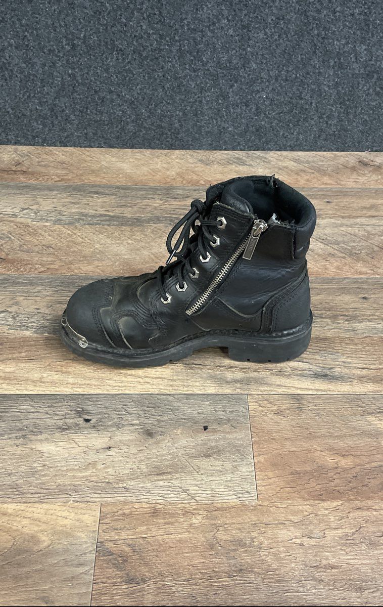 Harley-Davidson D8161 Black Leather Double Zip Biker Riding Boots Size 8