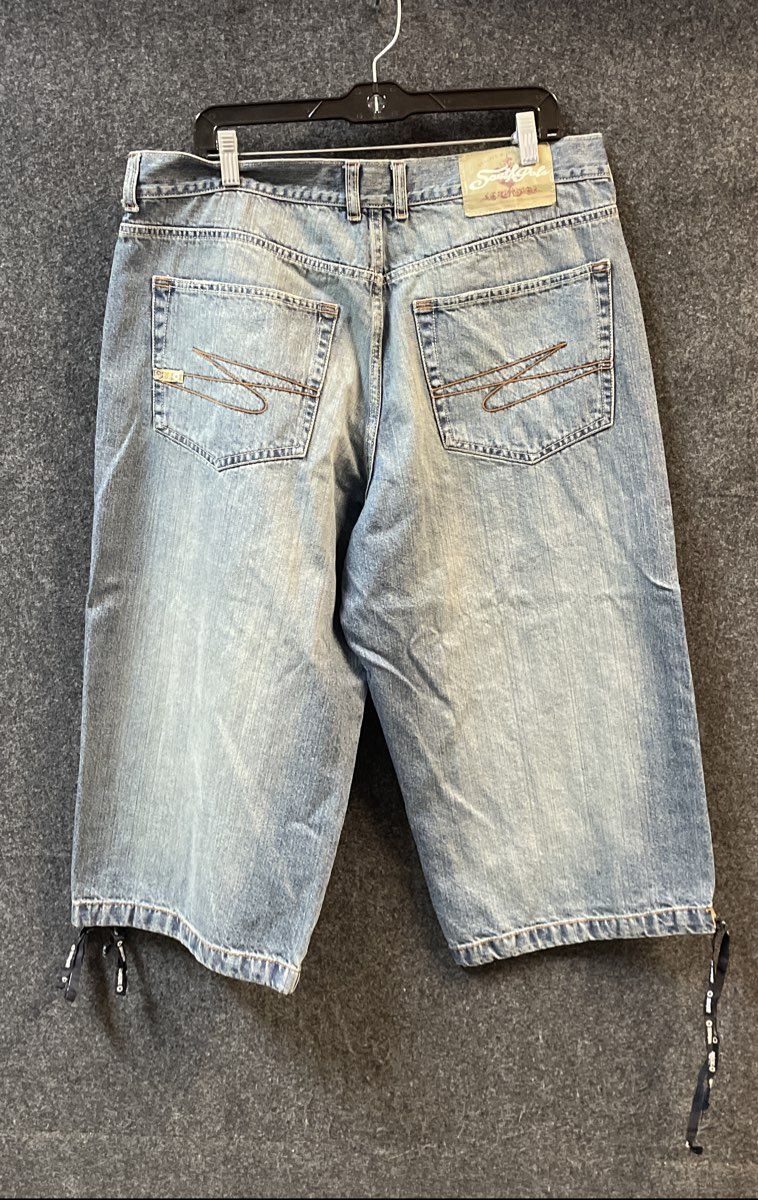 Southpole Men's Blue Denim Baggy Drawstring Shorts Y2K Streetwear Sz 38