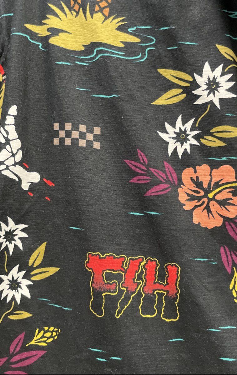 Fasthouse Customs Tropical Skull Hawaiian Button Down Shirt Black Mens Sz M