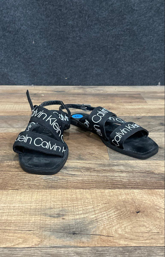 Calvin Klein Robninny Black Logo Slingback Slides Sandals Women's Size 6.5
