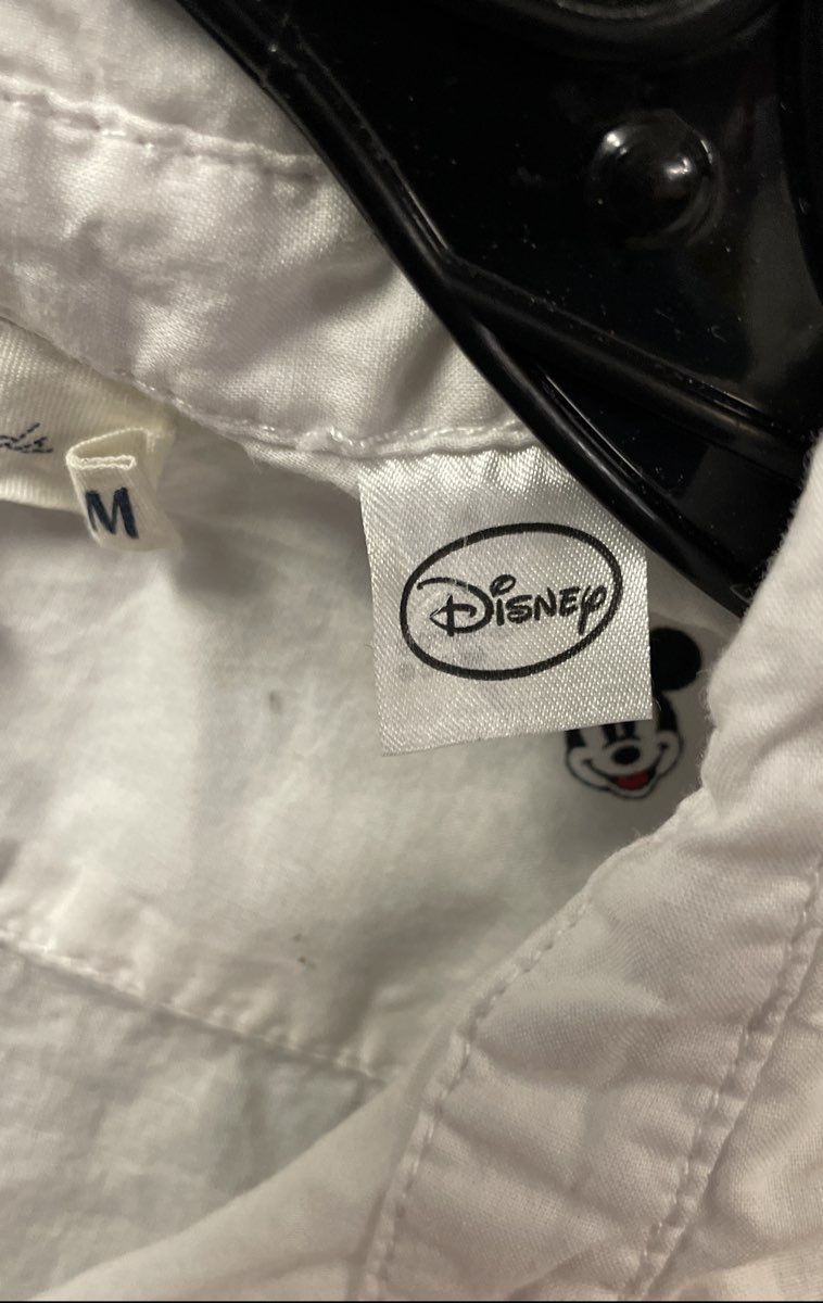 H&M L.O.G.G. Women's Mickey Mouse Pattern Button Down Shirt White Sz 4