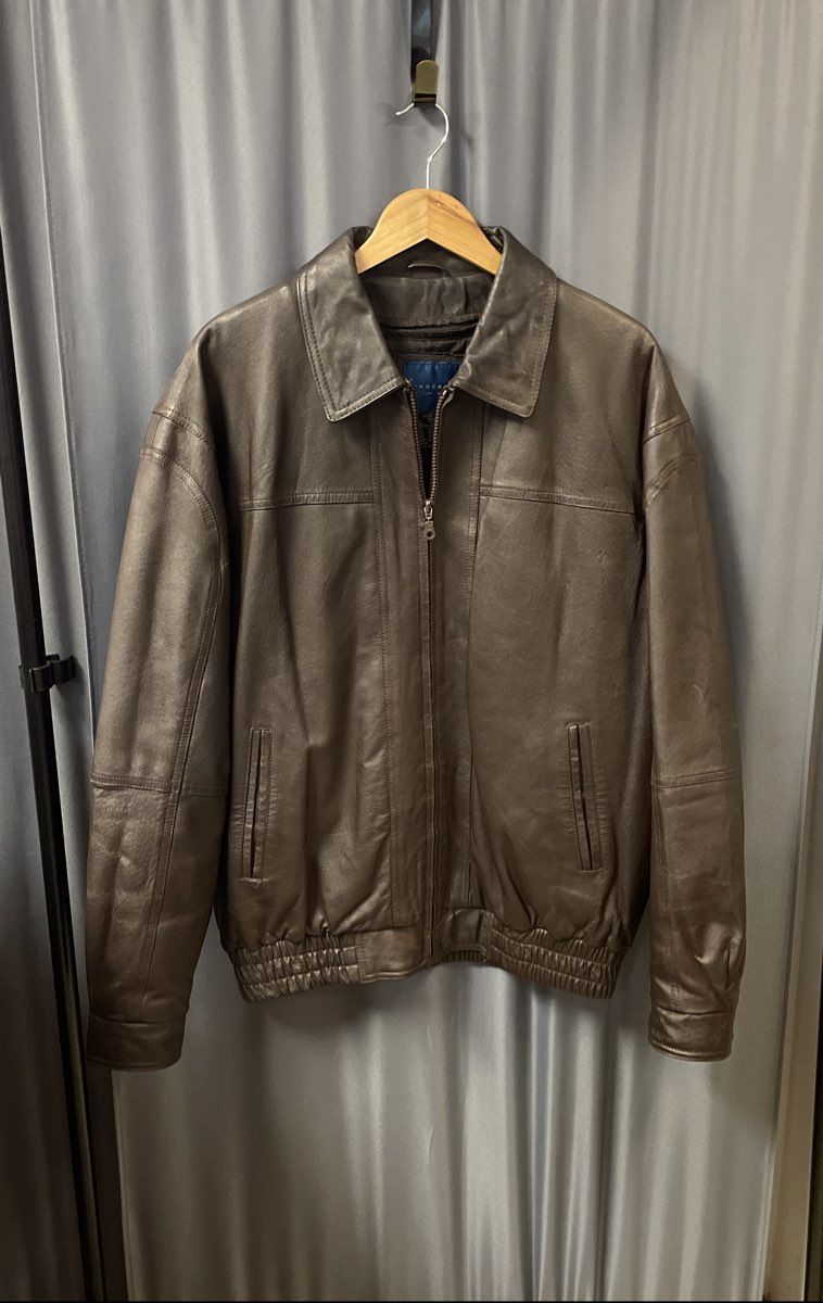 Towncraft Men's Brown Pig Nappa Leather Bomber Jacket Sz LXT Extra Tall