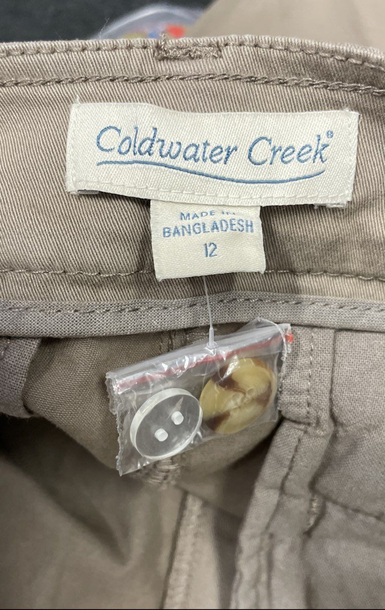 Coldwater Creek Women's Tan Textured Chino Pants Khaki Straight Leg Sz 12