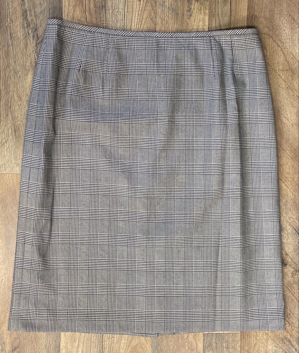 Le Suit Women's Gray Black Houndstooth Glen Plaid Pencil Skirt Petite Sz 14P