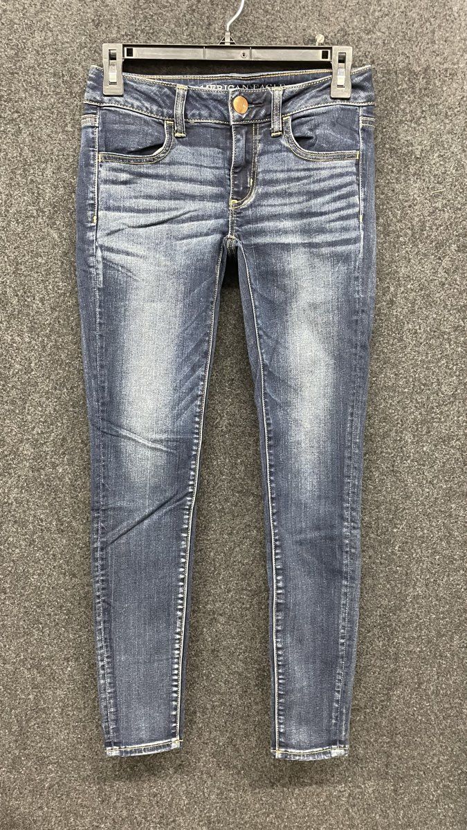 American Eagle Women's Superlow Jegging Jeans Blue Super Stretch Denim Size 2