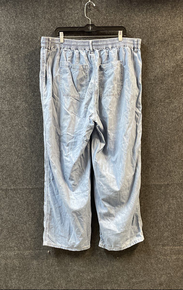 Torrid Women's Light Blue Cotton Chambray Drawstring Wide Leg Pants Sz 2R