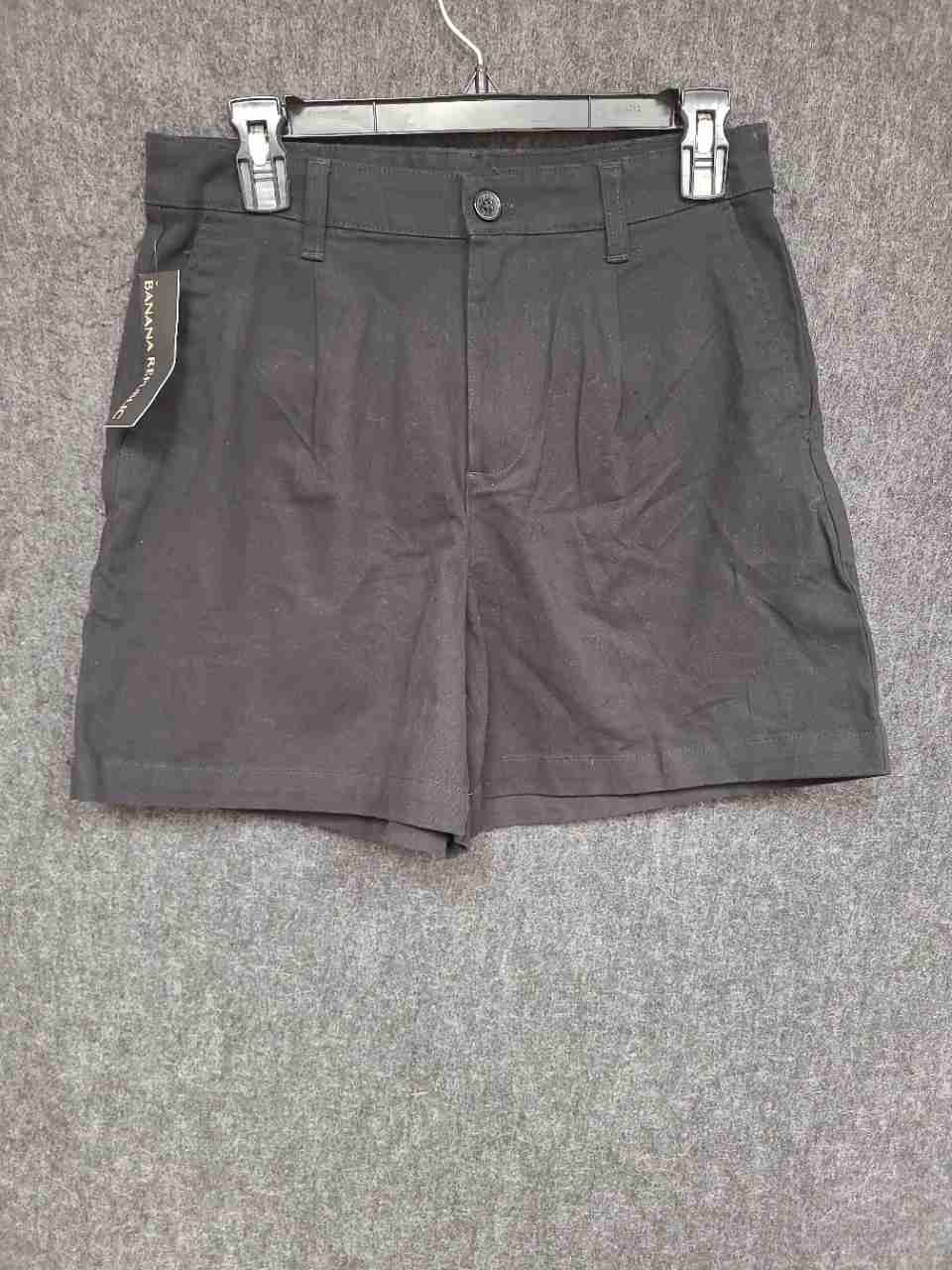 Banana Republic Women's Black Pleated Cotton Blend Shorts NWT Size 6