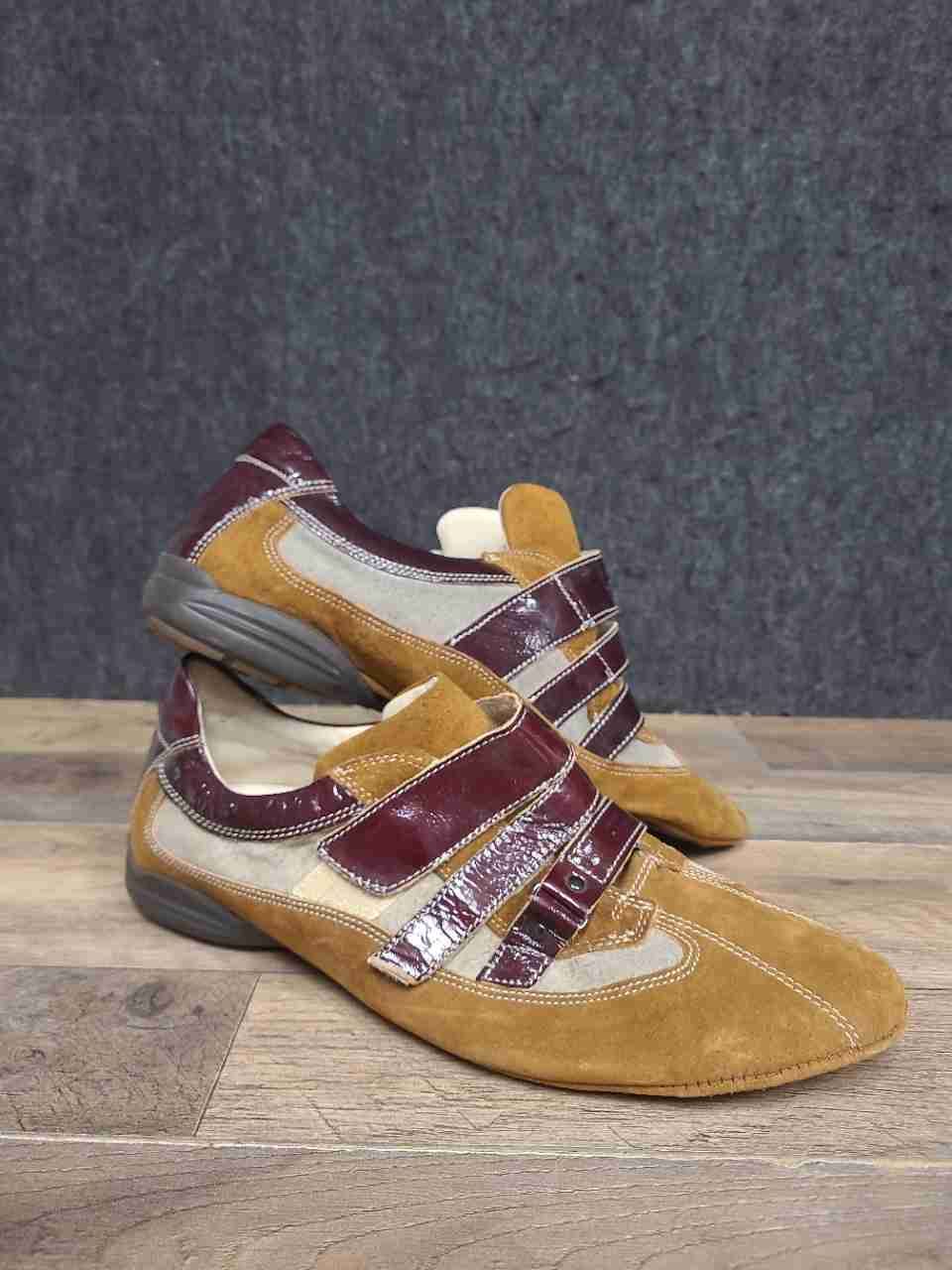 Bacco Bucci Brown Suede Patent Leather 3-Strap Driving Shoes Size 13