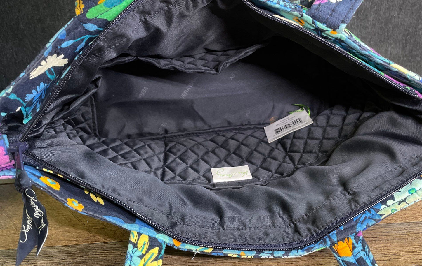 Vera Bradley Midnight Blues Floral Mandy Quilted Tote Bag & Wallet Set