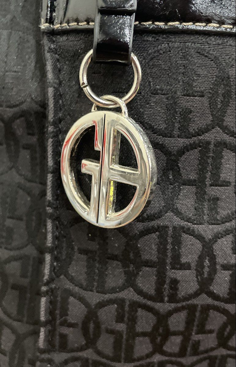 Giani Bernini Black Signature Monogram Tote Bag Silver Hardware Shoulder Purse