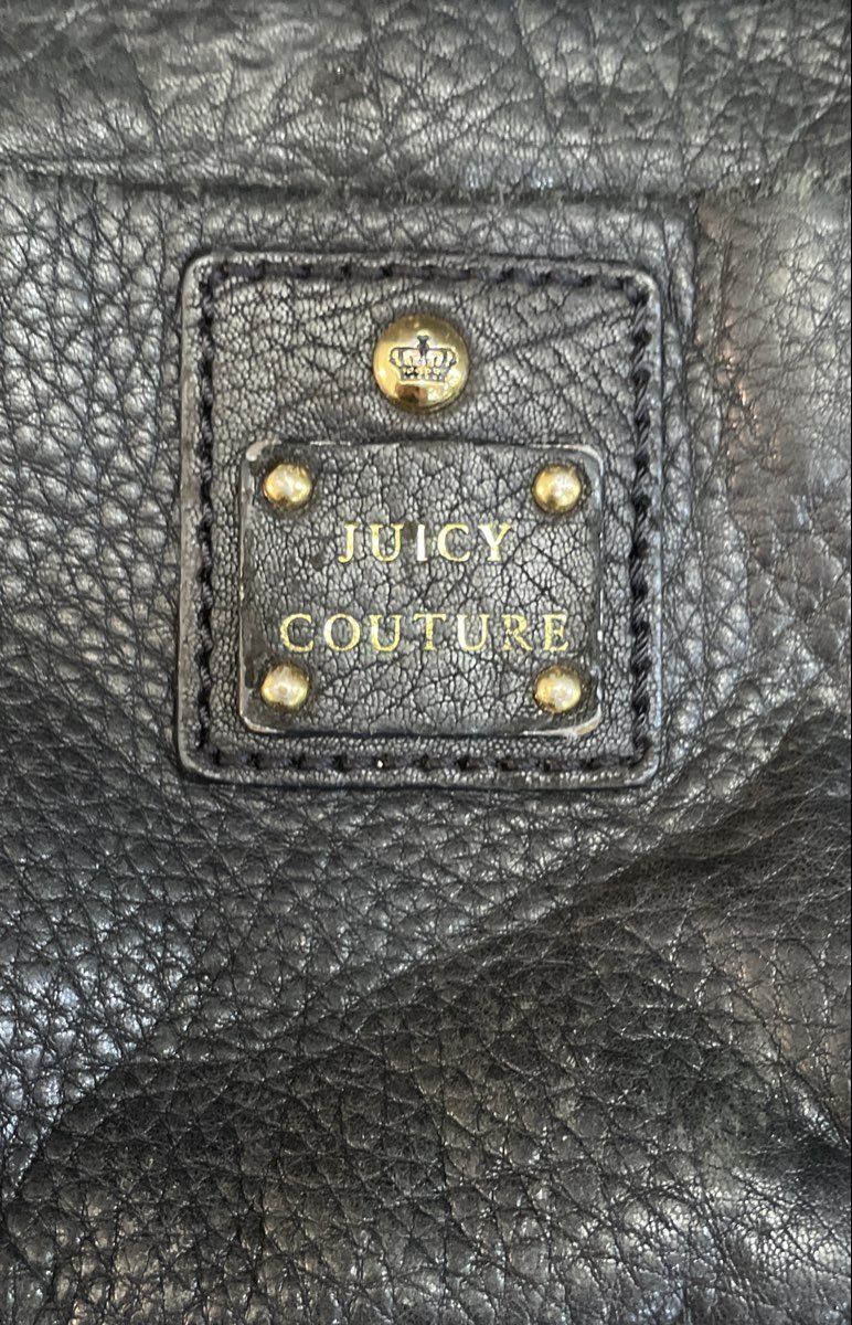 Juicy Couture Black Pebbled Leather Crossbody Bag Gold Chain Strap