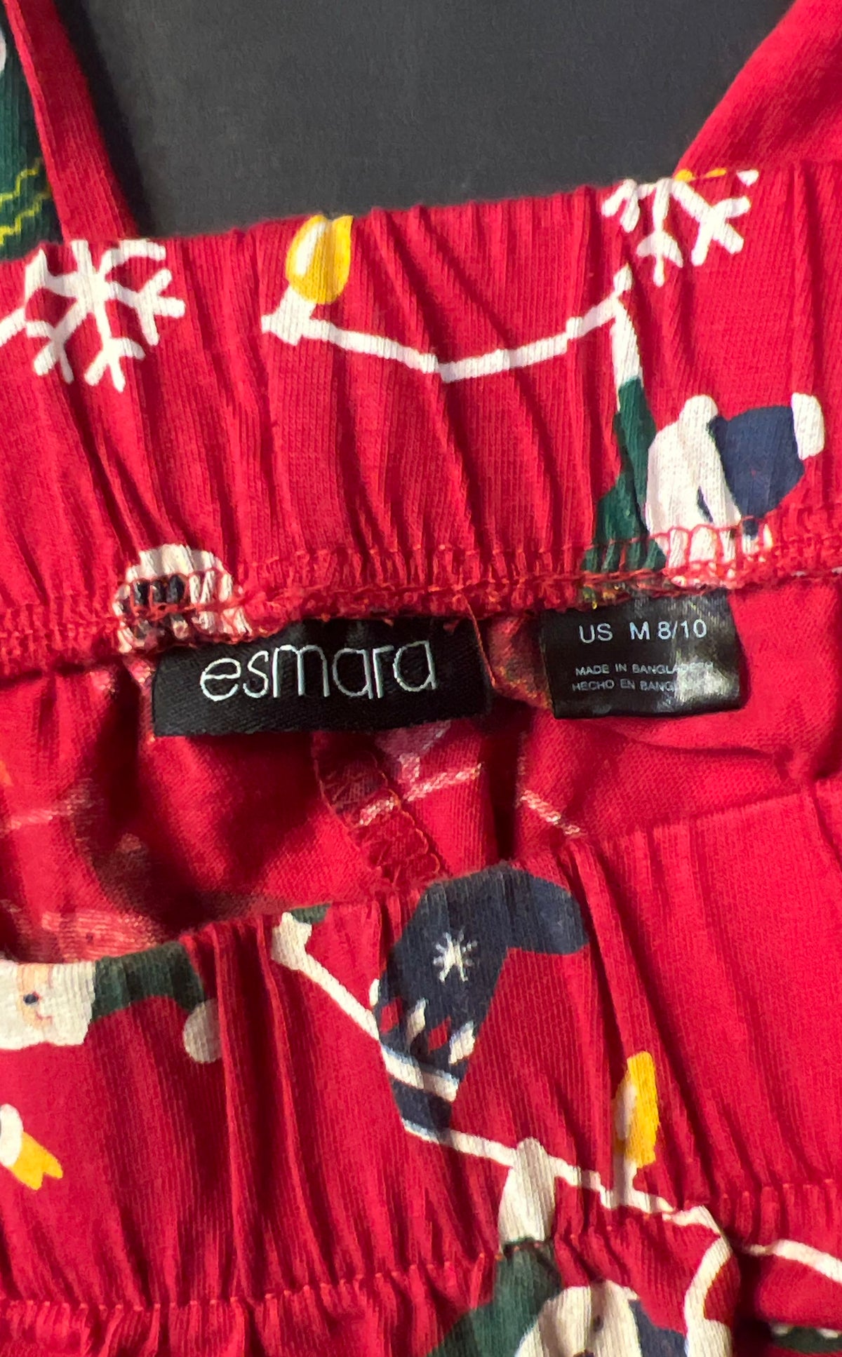 Esmara Women's Red Christmas Holiday Pajama Set Snowman Santa 2-Piece Sz M 8/10