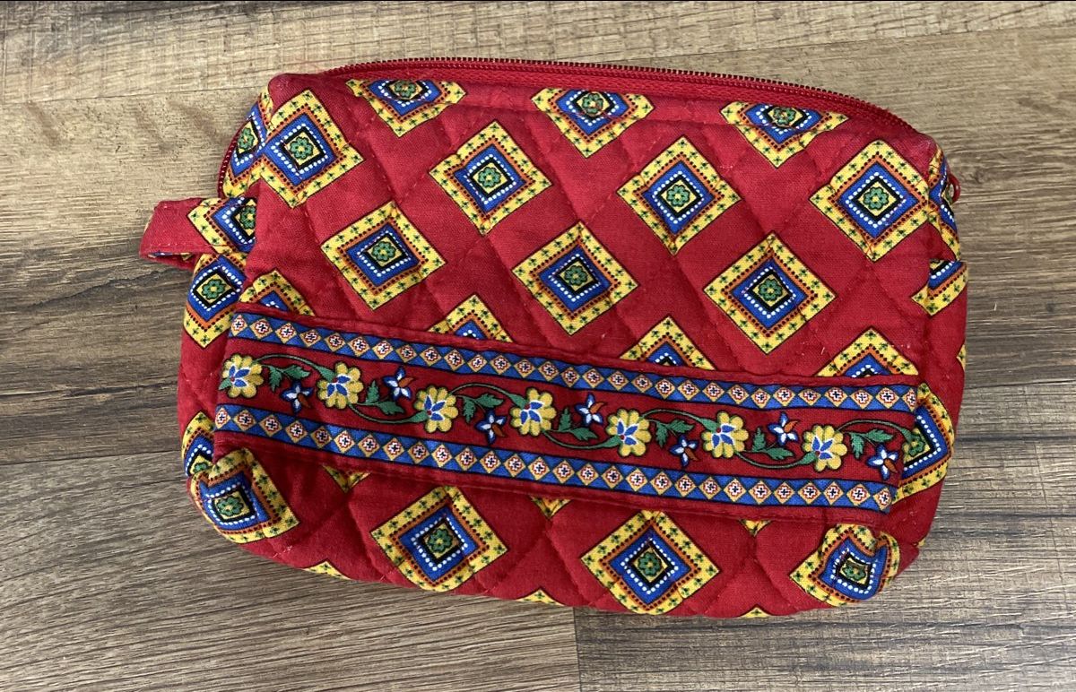 Vera Bradley Red Quilted Tote Bag & Cosmetic Pouch Vintage Lot of 2