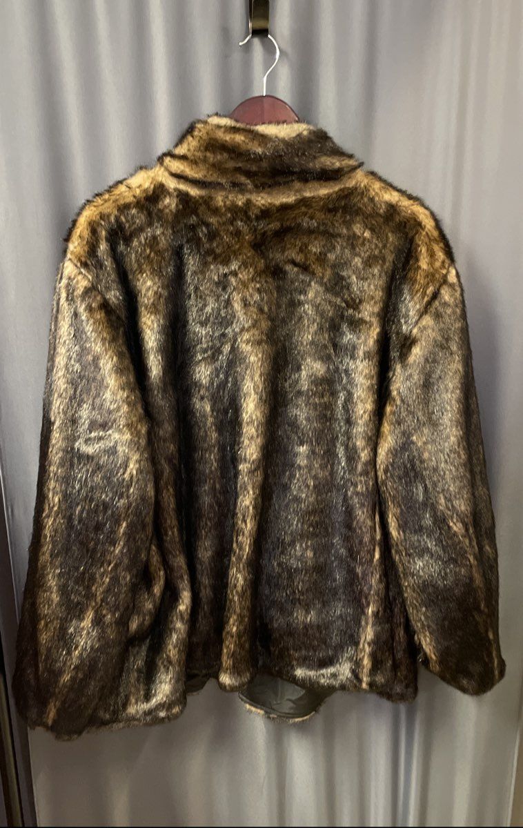 Venezia Women's Reversible Jacket Brown Gray Faux Fur Full Zip Up Sz 26/28