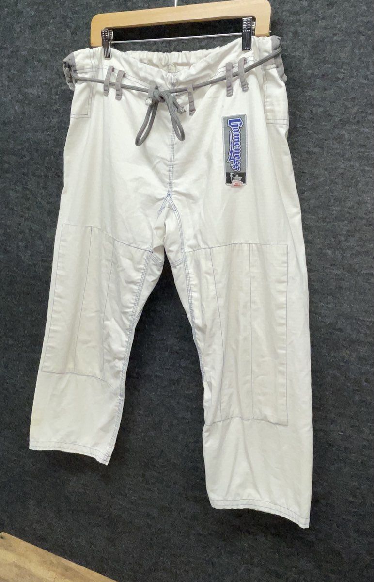 Gameness Feather Men's Jiu Jitsu BJJ Gi Pants White Cotton Ripstop Size A3
