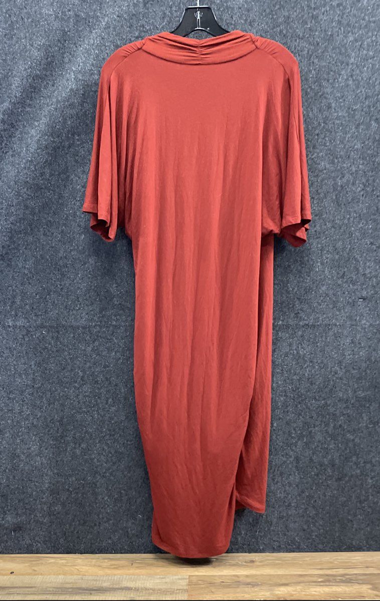 Banana Republic Women's Orange Draped Faux Wrap Dress Short Sleeve Sz L NWT
