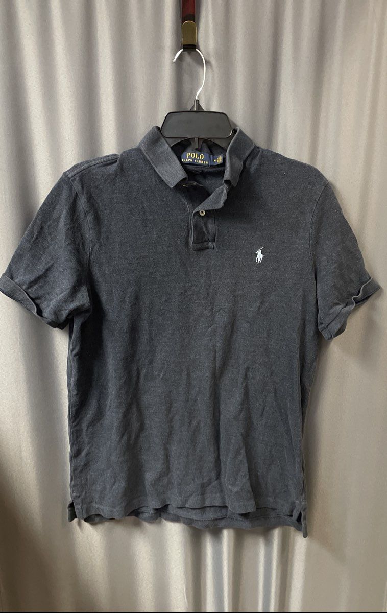 Polo Ralph Lauren Men's Navy Blue Heathered Cotton Short Sleeve Polo Shirt Sz M