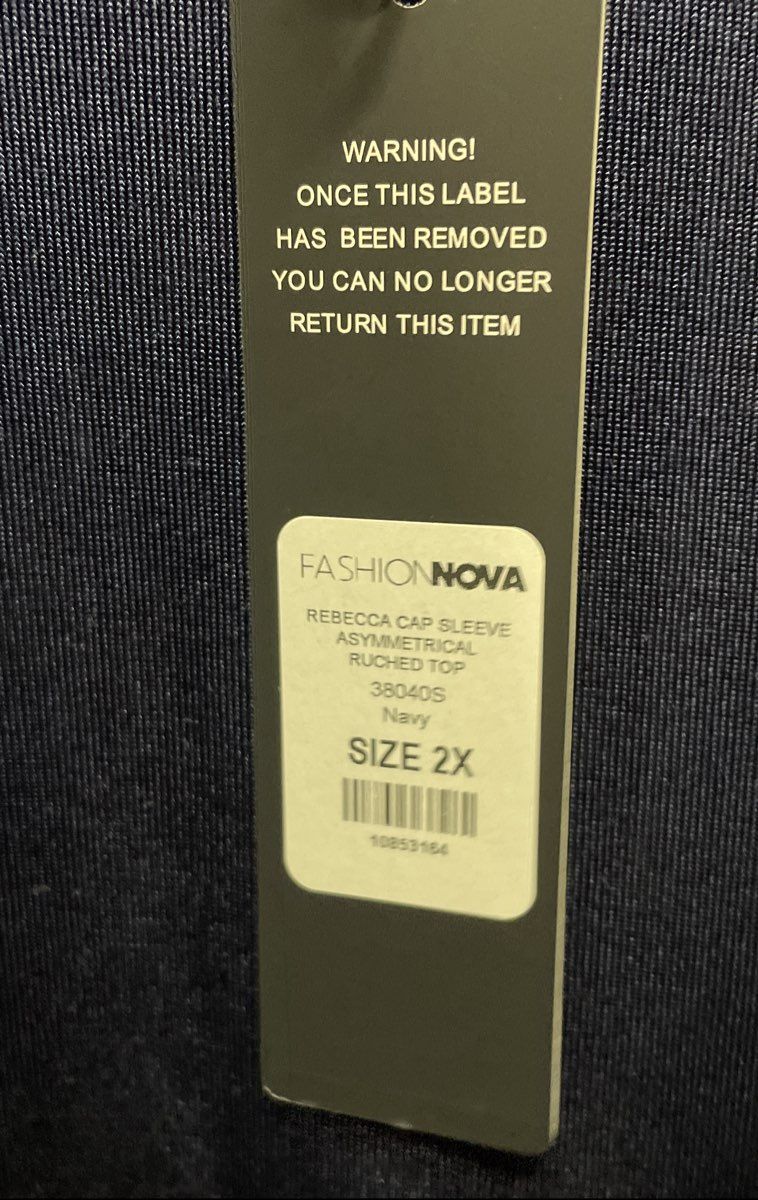 Fashion Nova Women's Rebecca Top Navy Cap Sleeve Asymmetrical Ruched Sz 2X NWT