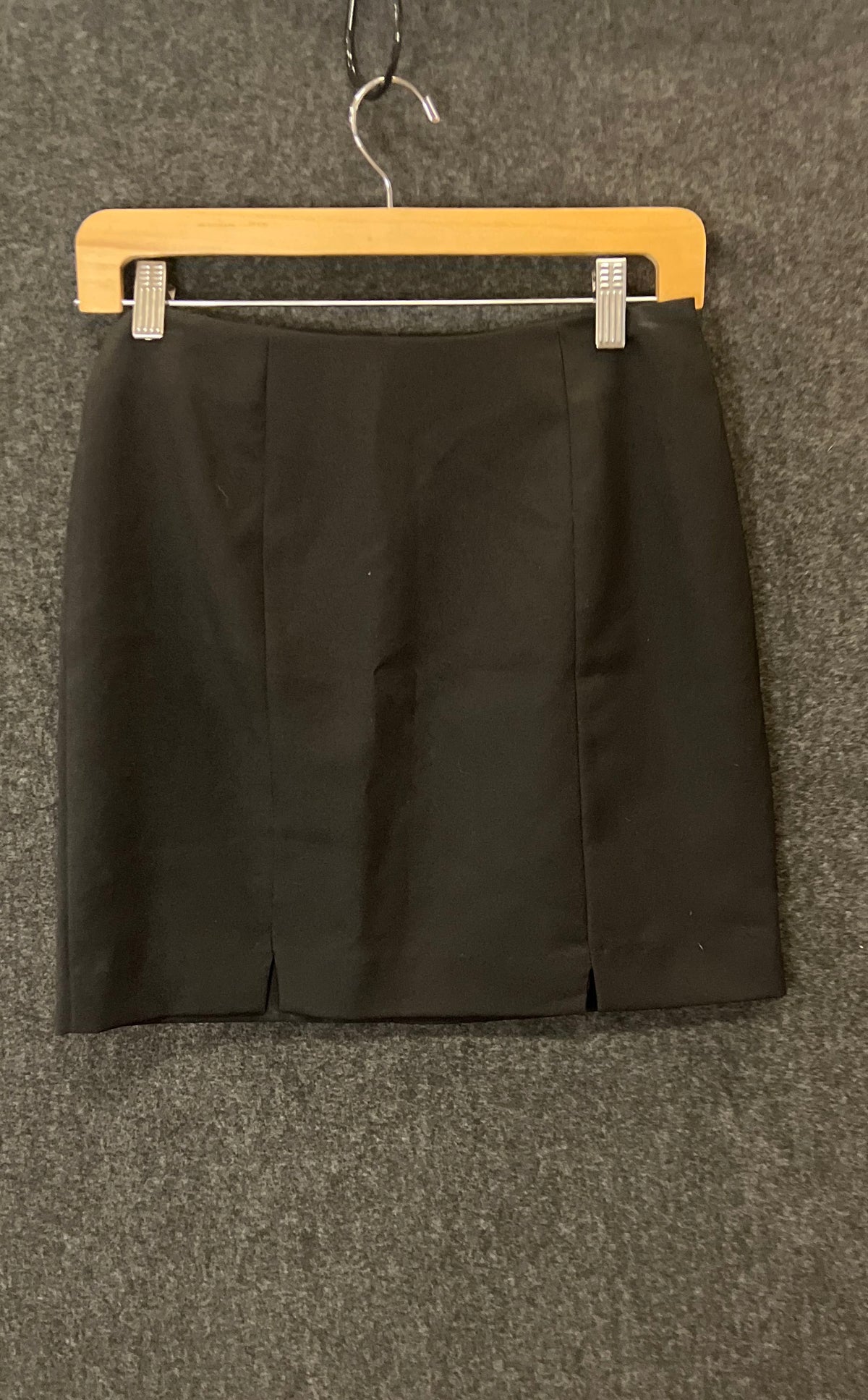 Vintage 90s I.O.U. Women's Black Mini Skirt Back Zip Slit Made in USA Sz 5