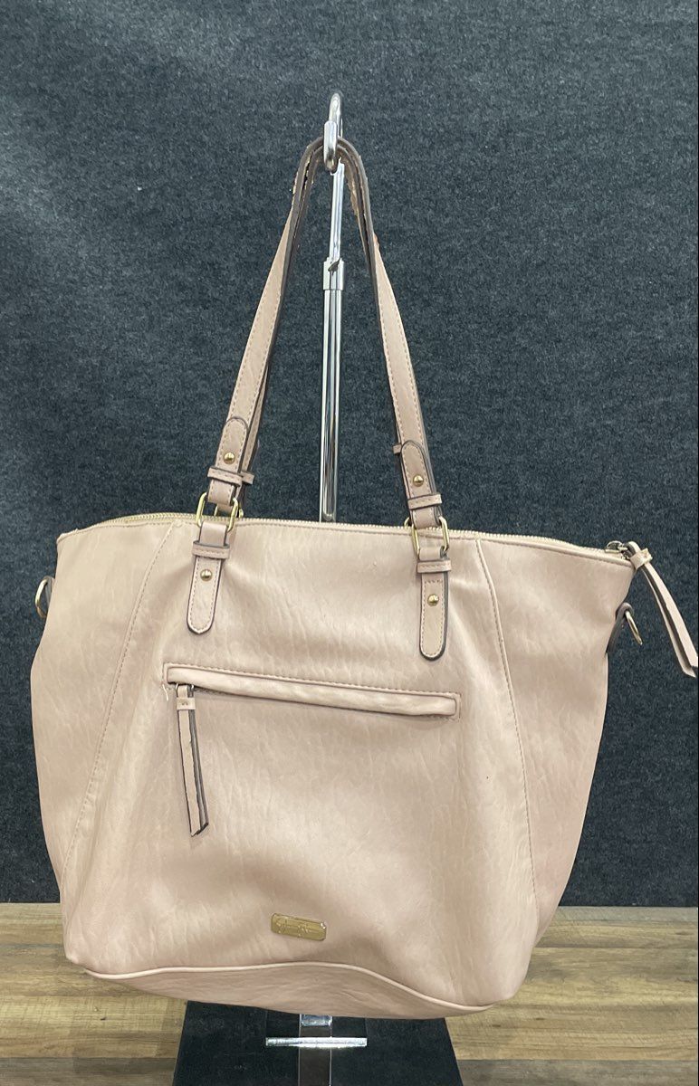 Jessica Simpson Pink Studded Faux Leather Large Tote Bag Gold Hardware