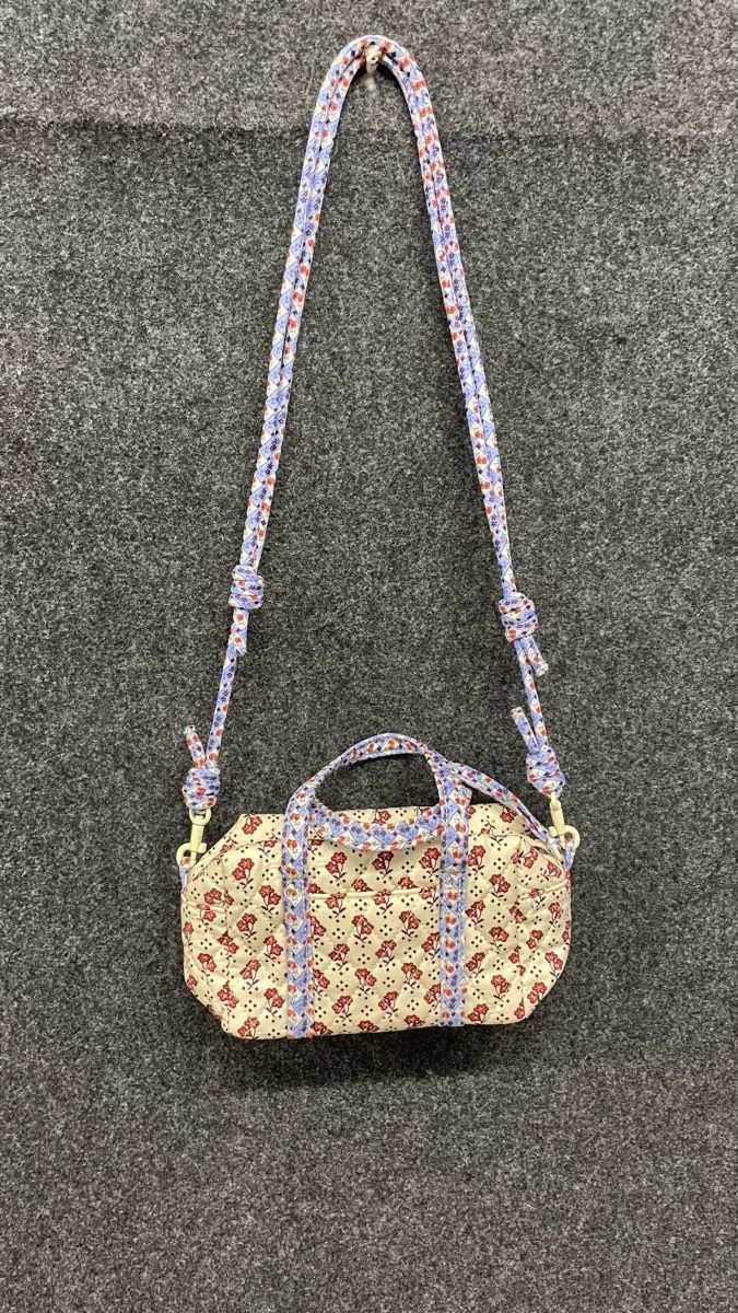 Vera Bradley Cream Floral Quilted Mini Original Duffel Crossbody Bag