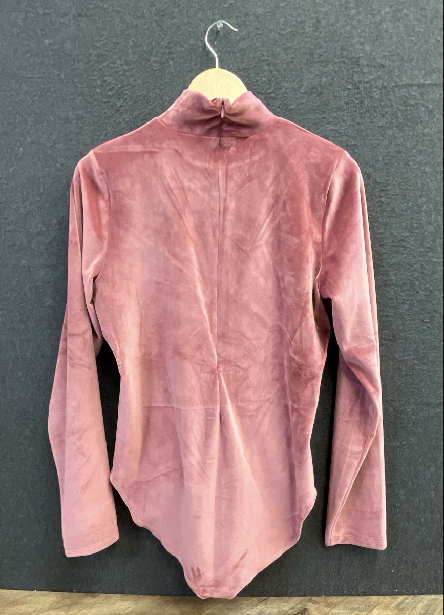 American Eagle Women's Mauve Pink Velvet Mock Neck Bodysuit XL NWT