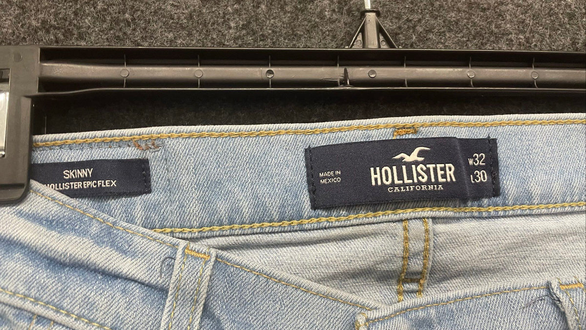 Hollister Men's Skinny Epic Flex Jeans Light Wash Stretch Denim Sz 32x30