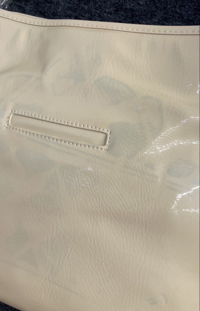 NWT Grace Adele Cream Quilted Patent Faux Leather Shoulder Bag Purse