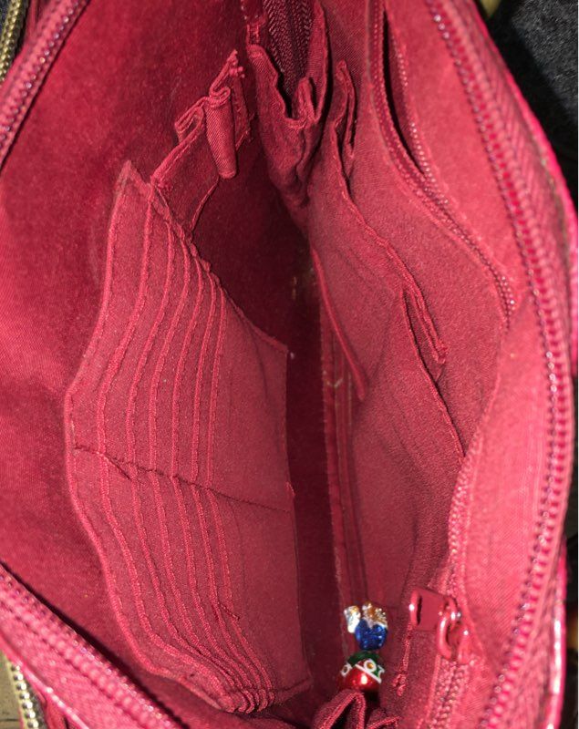 Relic Red Paisley Embossed Faux Leather Multi-Pocket Crossbody Bag Organizer