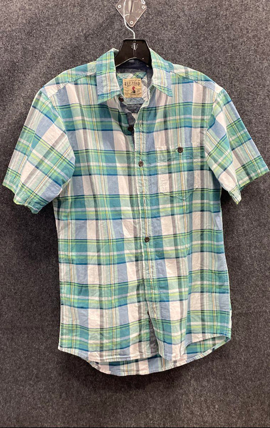 Red Head Brand Co. Men's Green Blue Plaid Short Sleeve Button Down Shirt Sz S