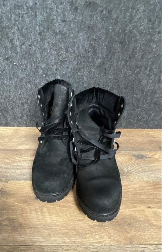 Timberland Premium 6 Inch Waterproof Black Velvet Collar Boots Women's Size 8