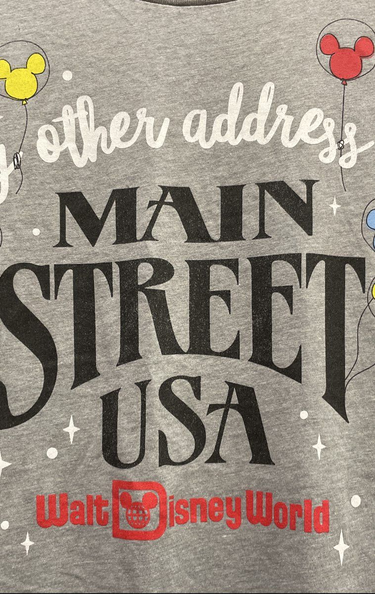 Disney Men's Main Street USA Walt Disney World Mickey Balloons Gray T-Shirt L