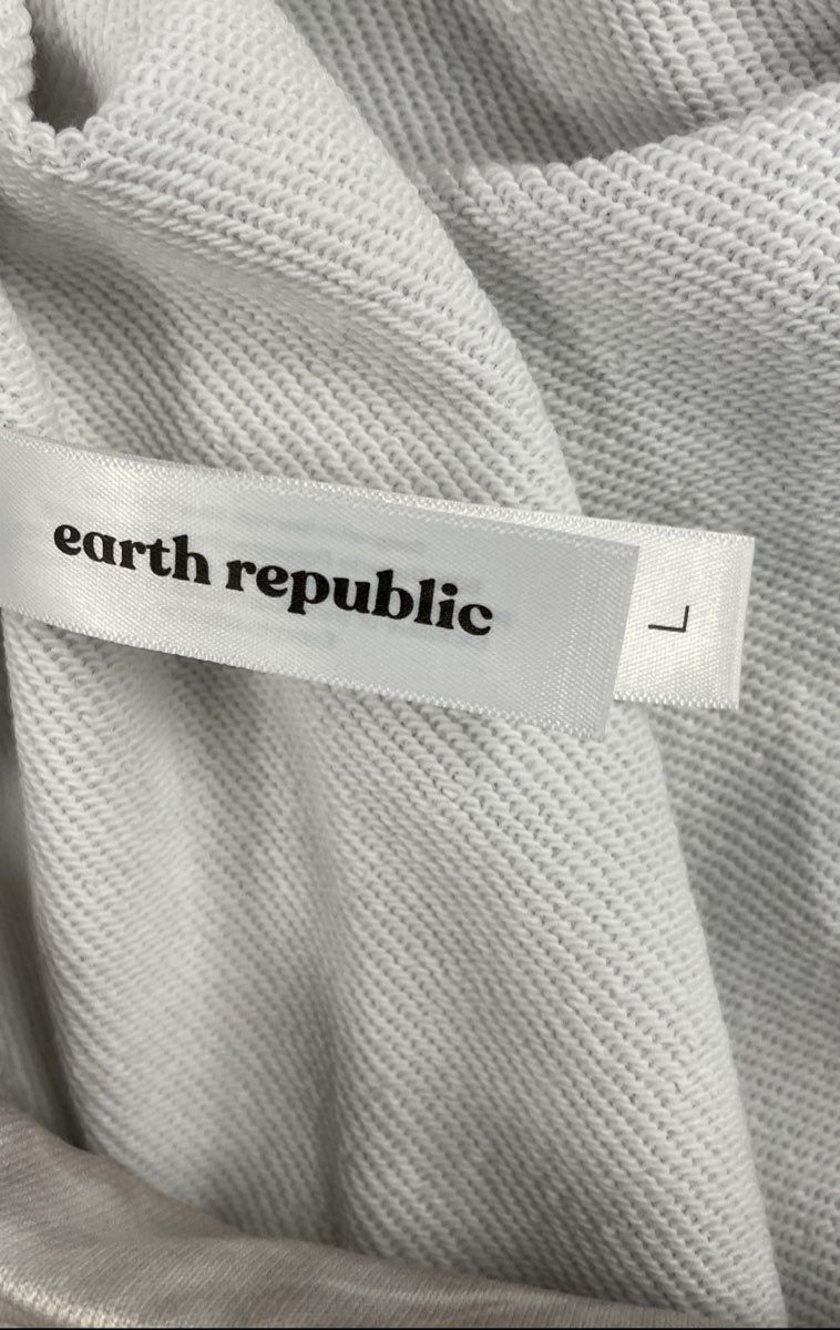 Earth Republic Women's Beige Tie Dye V-Neck Hoodie French Terry Pullover Sz L