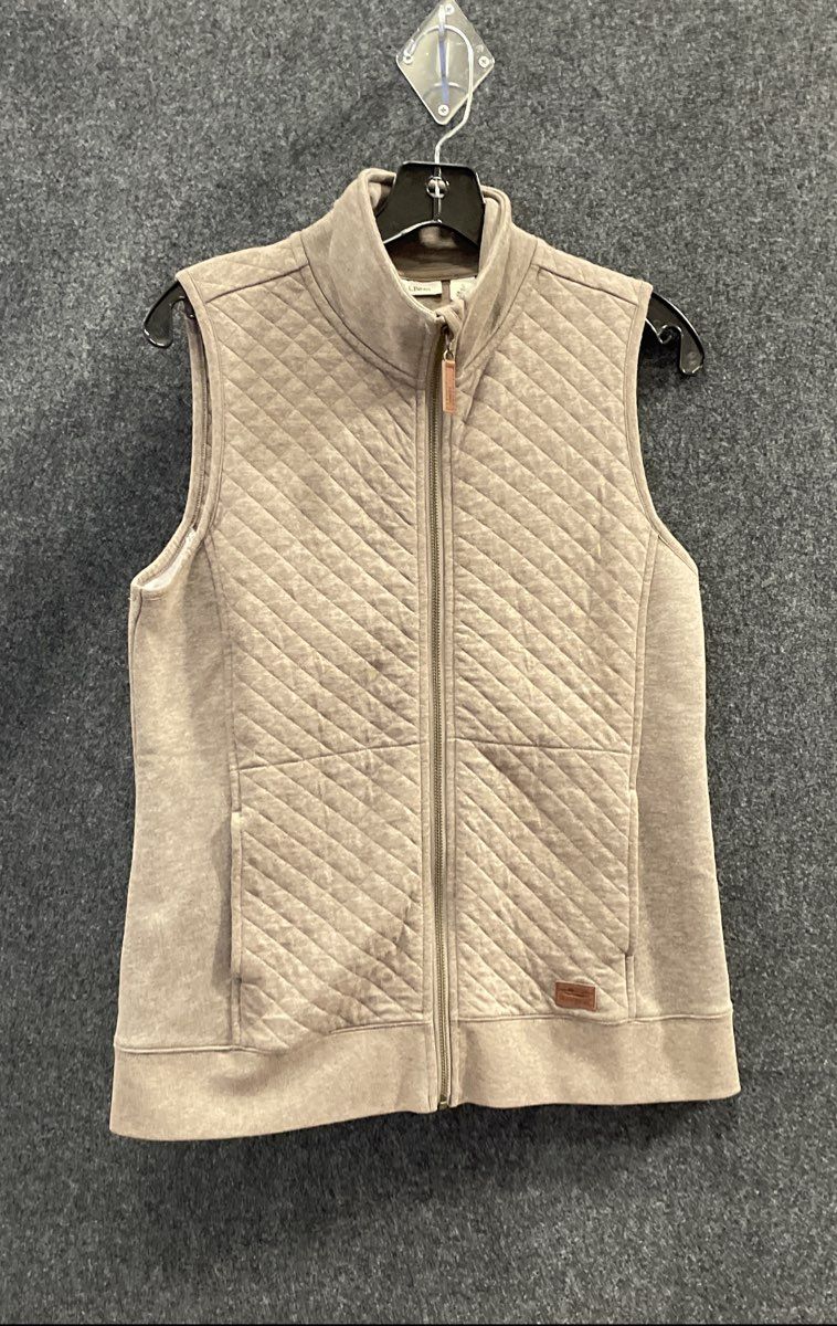 L.L. Bean Men's Grey Quilted Sweatshirt Vest Mock Neck Full Zip Sz S
