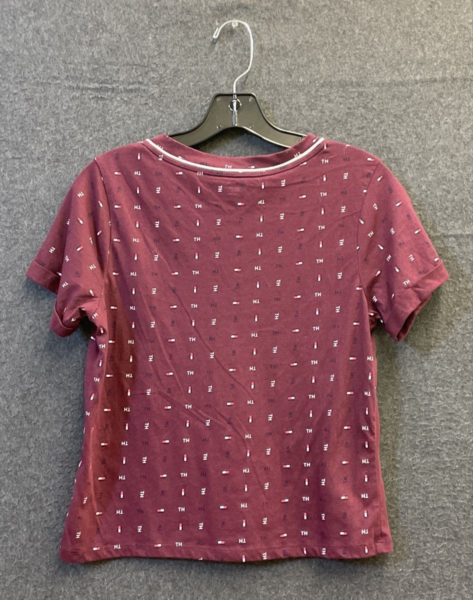 Tommy Hilfiger Women's Maroon Logo Print Sleep Shirt Pajama Top Sz S