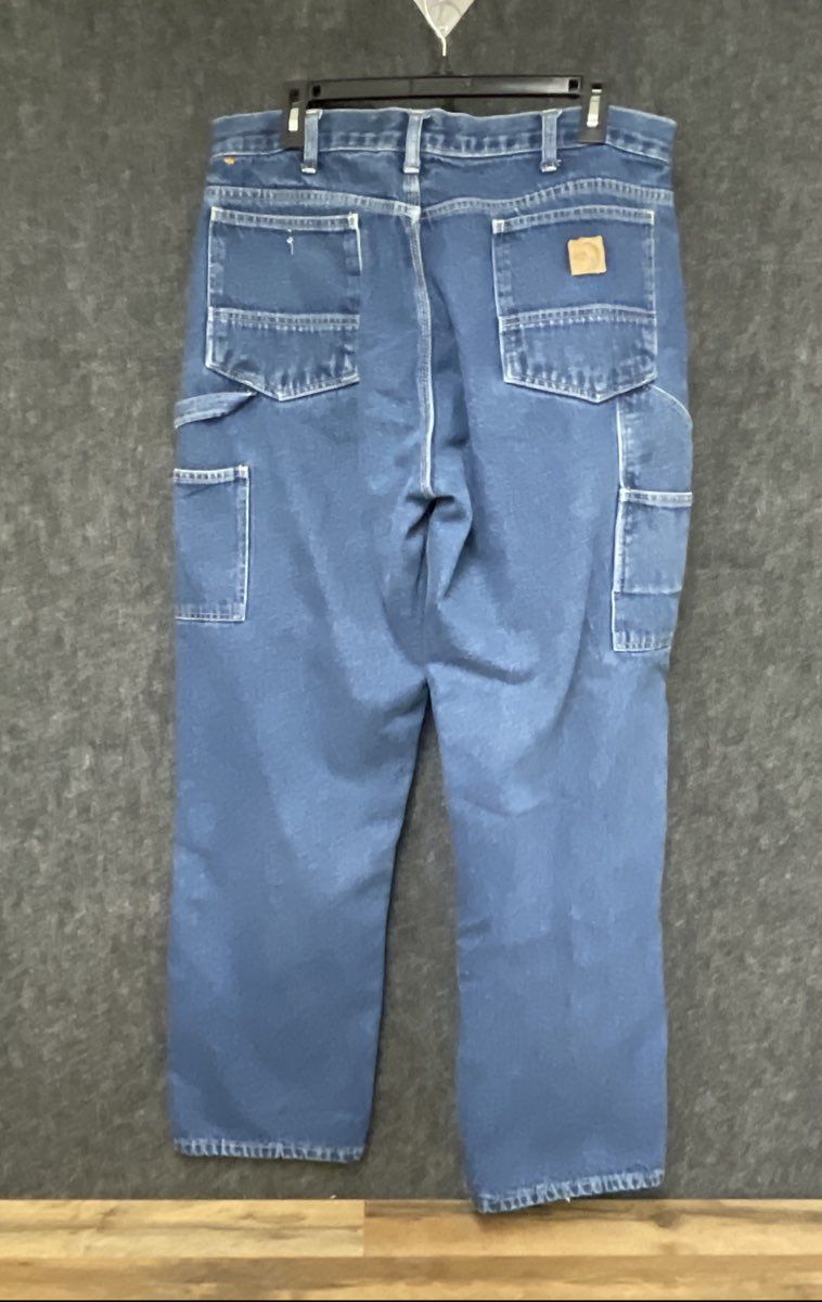 Berne Men's Blue Flannel Lined Original Work Jeans Carpenter Pants Sz 34x34