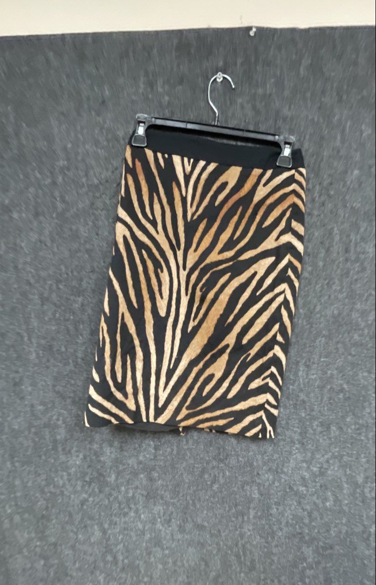 White House Black Market Women's Zebra Animal Print Pencil Skirt Sz 00