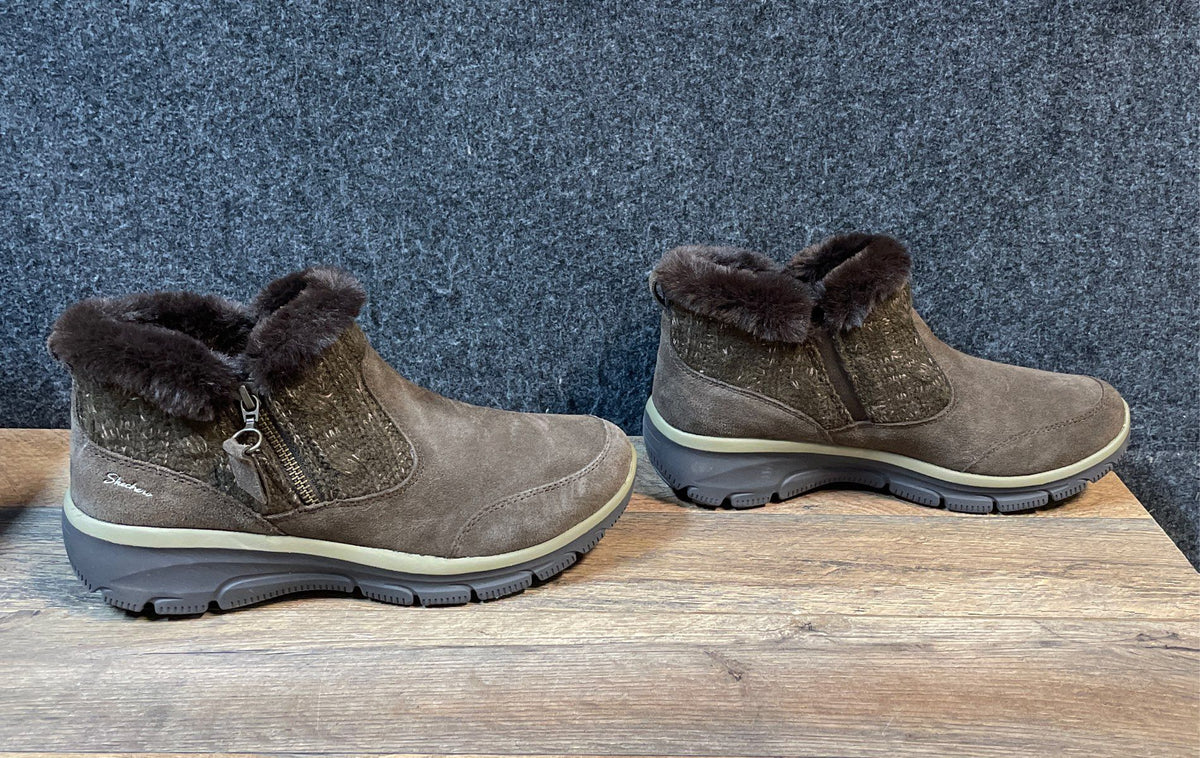 Skechers Relaxed Fit Brown Fur Lined Air-Cooled Memory Foam Booties Size 10