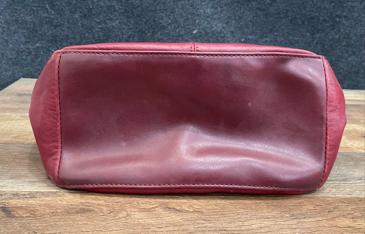 St. Johns Bay Red Leather Shoulder Bag Hobo Purse Gold Hardware