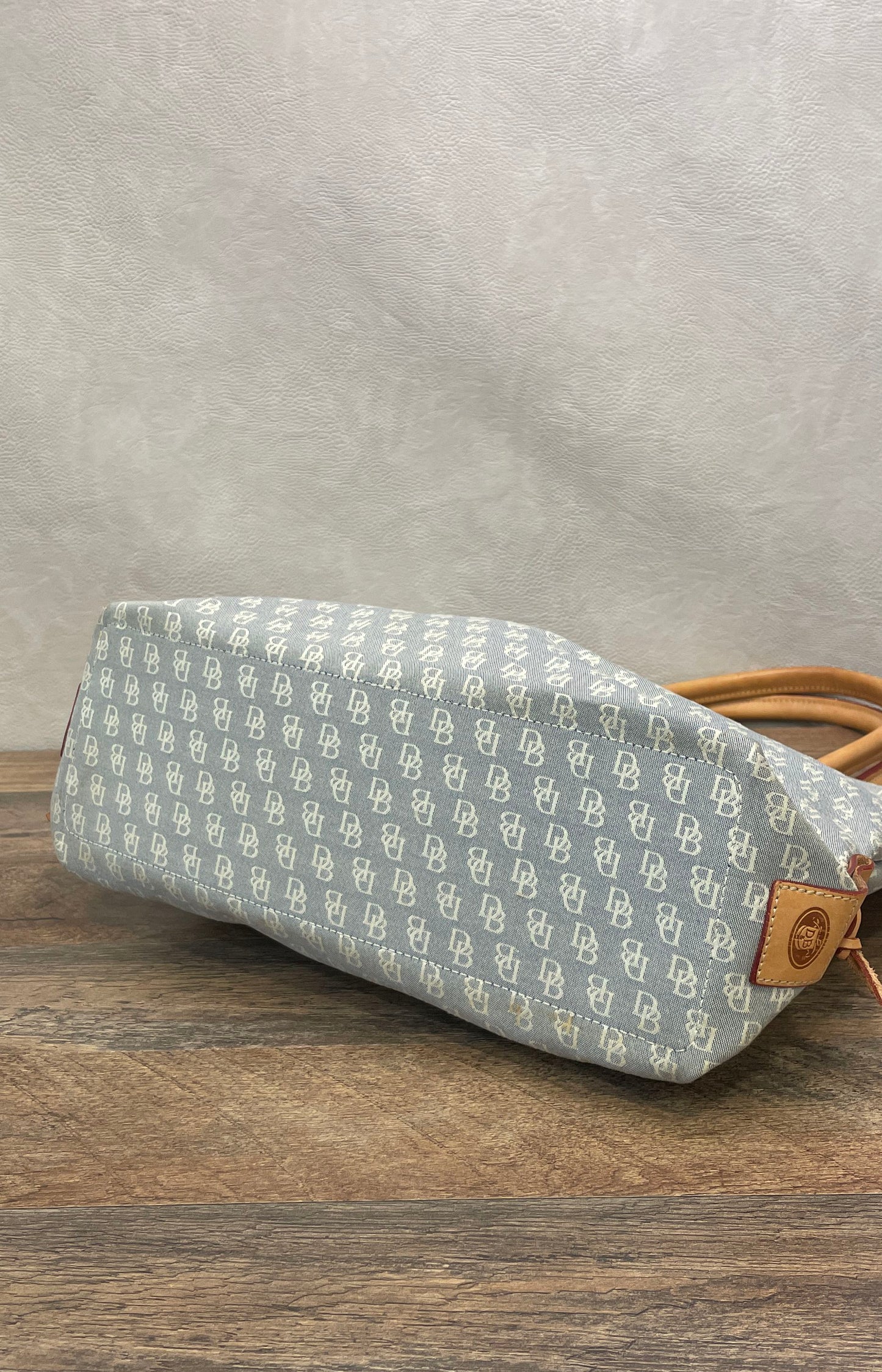 Vintage 90s Dooney & Bourke Blue Monogram Canvas Tote Bag Made in USA