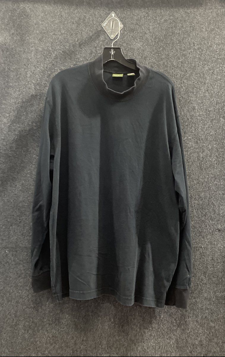 Eddie Bauer Men's Black Mock Neck Long Sleeve Cotton Shirt Sz XL