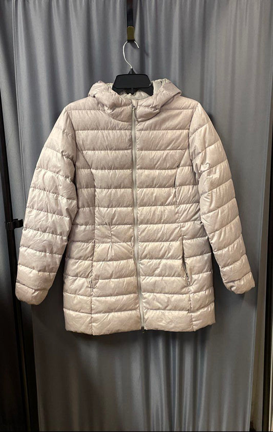 Eddie Bauer Women's Beige Down-Filled Hooded Puffer Jacket Sz M