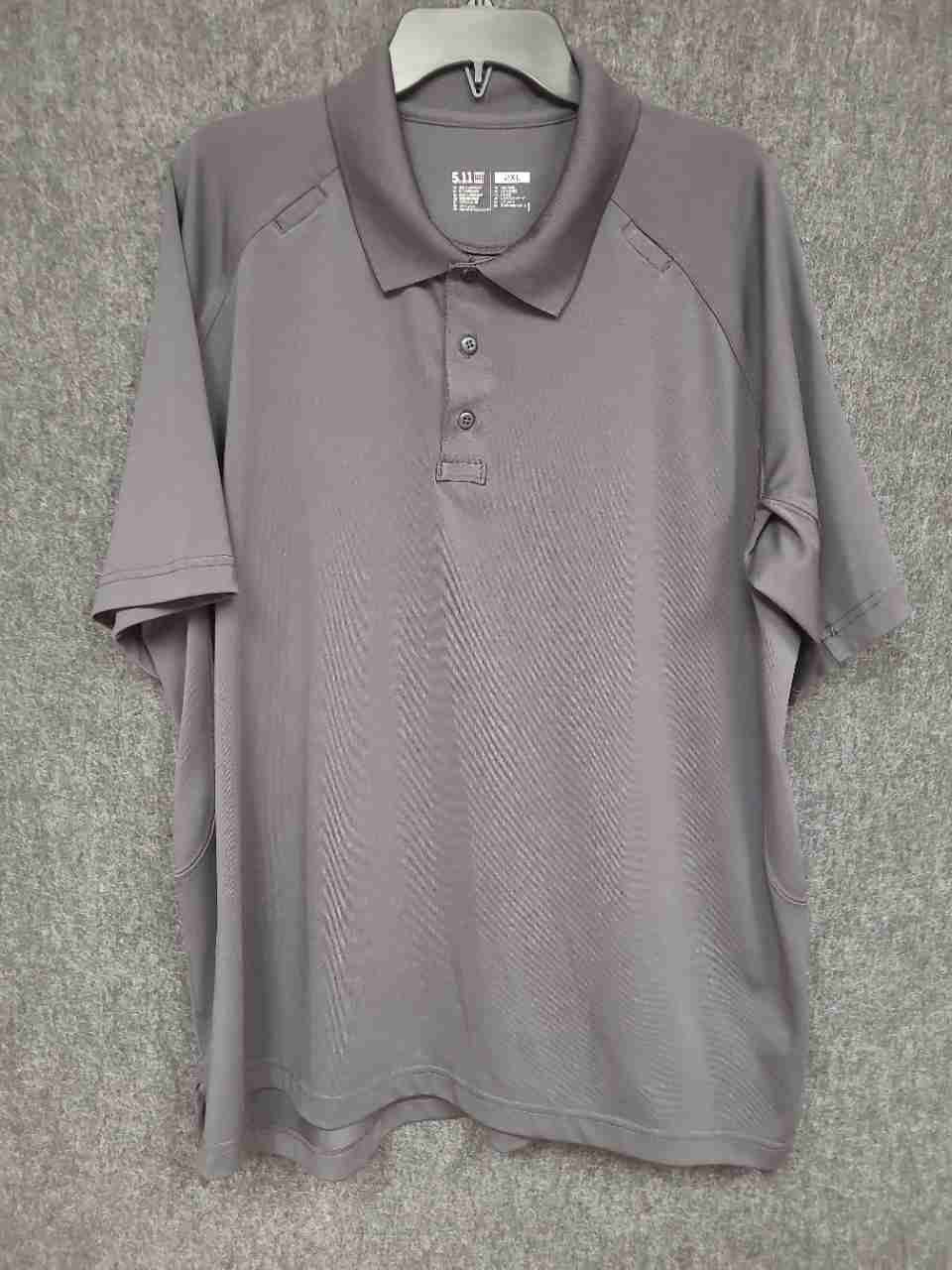 5.11 Tactical Men's Gray Performance Short Sleeve Tactical Polo Shirt Sz 2XL