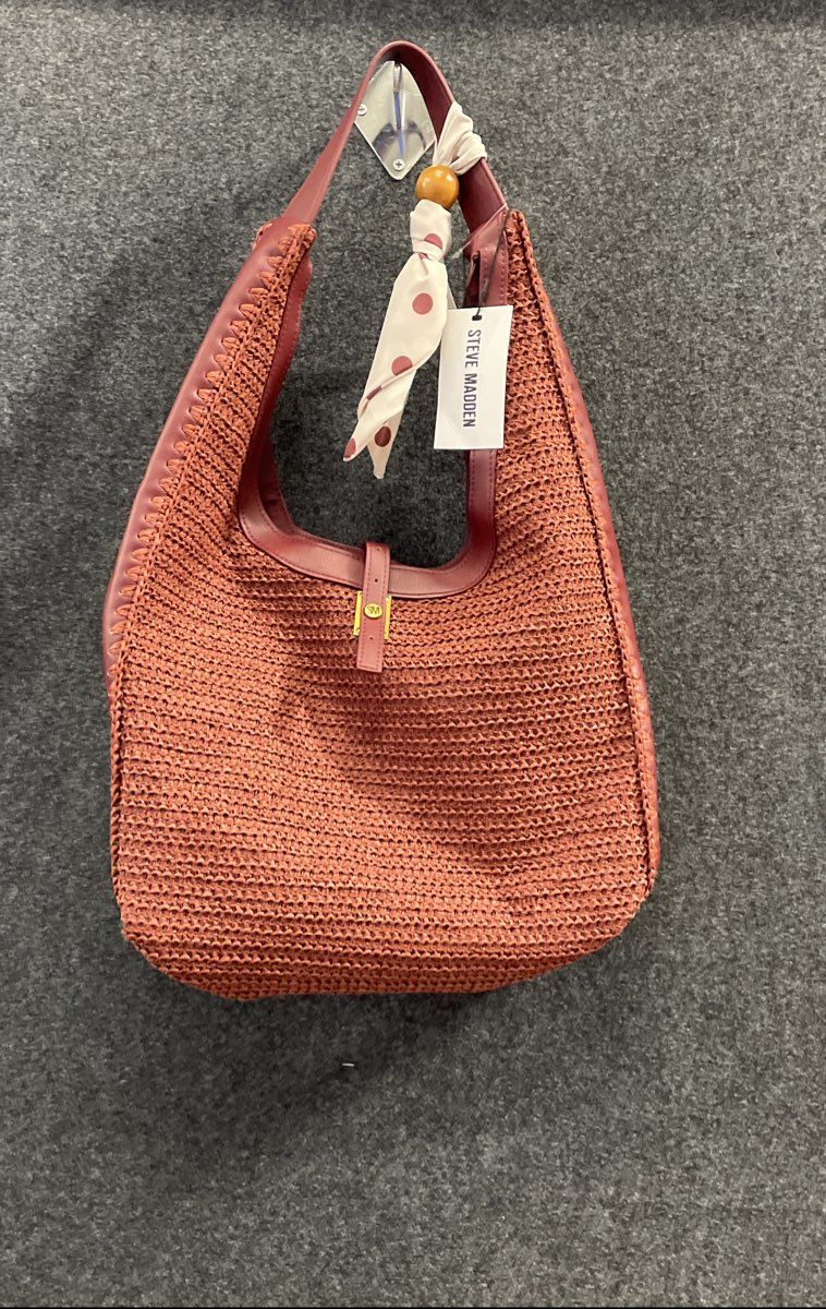 Steve Madden Rust Red BVIVV Woven Hobo Shoulder Bag NWT