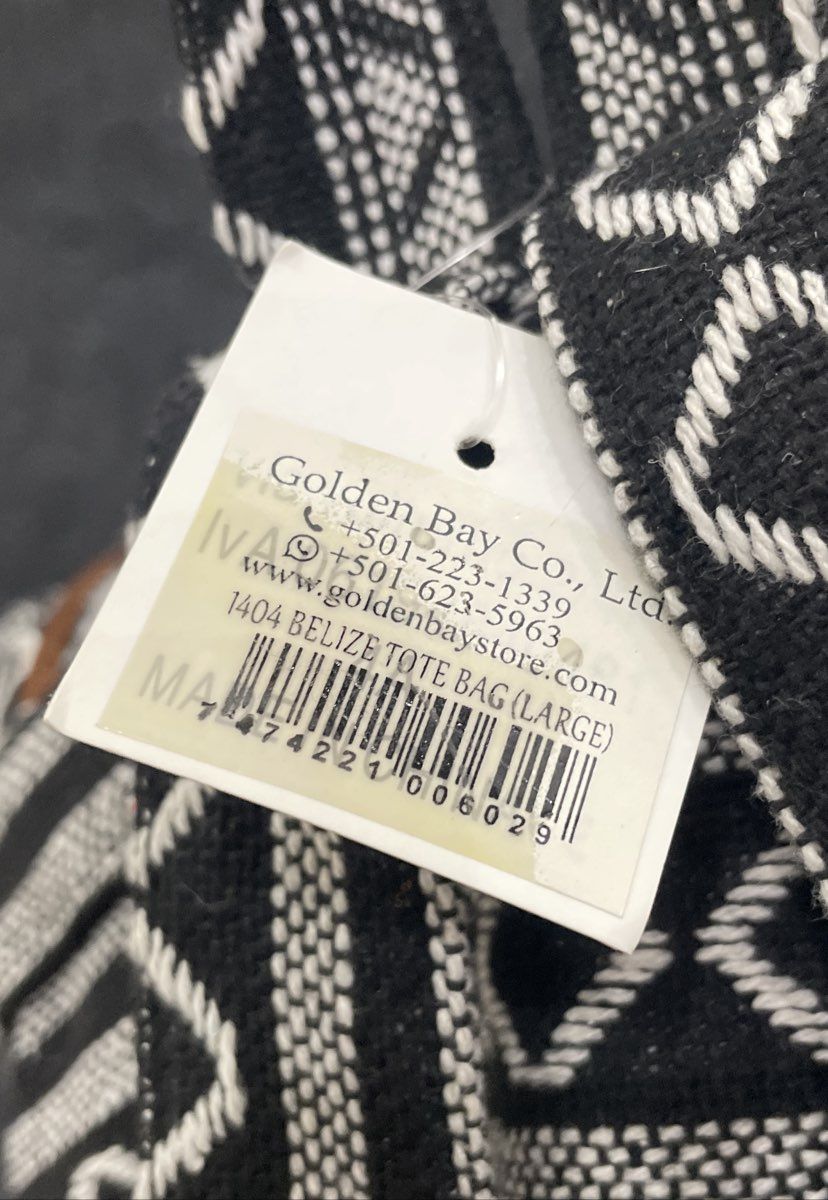 Golden Bay Co Black White Geometric Woven Belize Backpack Large NWT