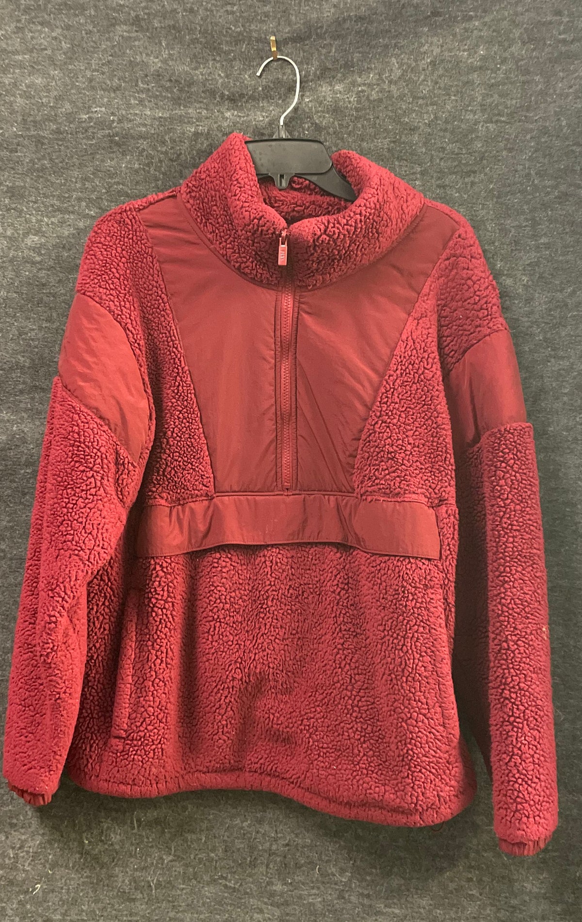 PINK Victoria's Secret Women's Burgundy 1/4 Zip Sherpa Pullover Jacket Sz L