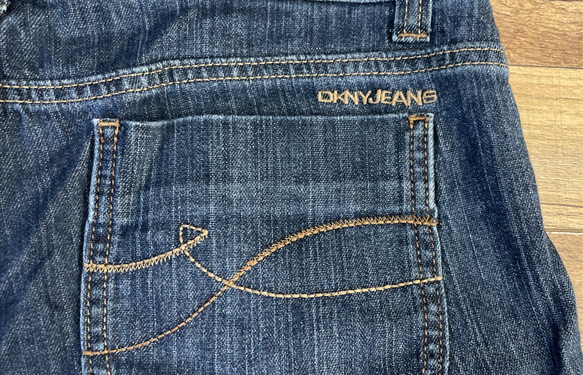 DKNY Jeans Women's Dark Wash Denim Raw Hem Cutoff Shorts Size 10